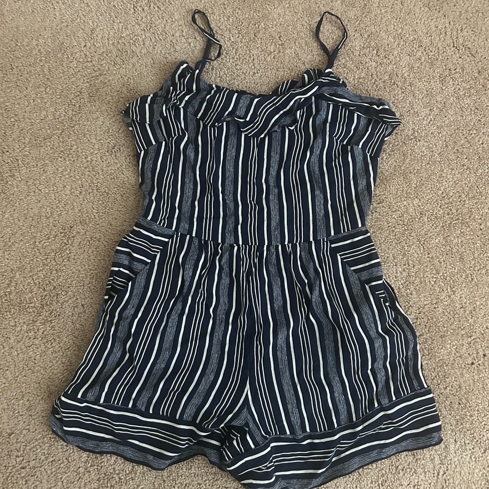 LOFT nwt Navy and White Striped Romper